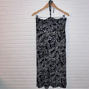 Casual Corner Black White Tropical Halter Neck Midi Dress, Women’s Size Medium